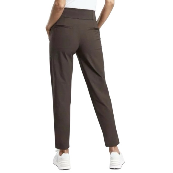 Athleta Wander Hybrid Pant Walnut Brown Ribbon Trim Ankle Pants Women's Size 6 - Picture 9 of 12